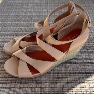 Cole Haan Nike Air  Strappy Wedge Heel Nude Sandals Shoes, Size 10